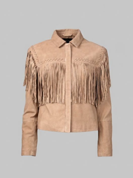 Crystal, 52 cm. - Collar - Goat Suede - Women - Taupe