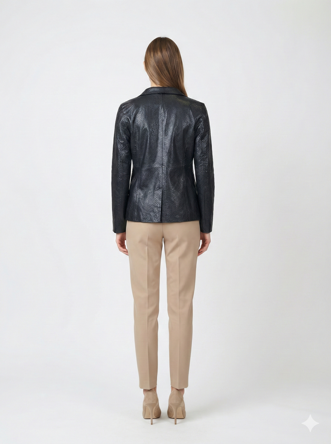 Lia Blazer, 62 cm. - Collar - Lamb Leather - Women - Black