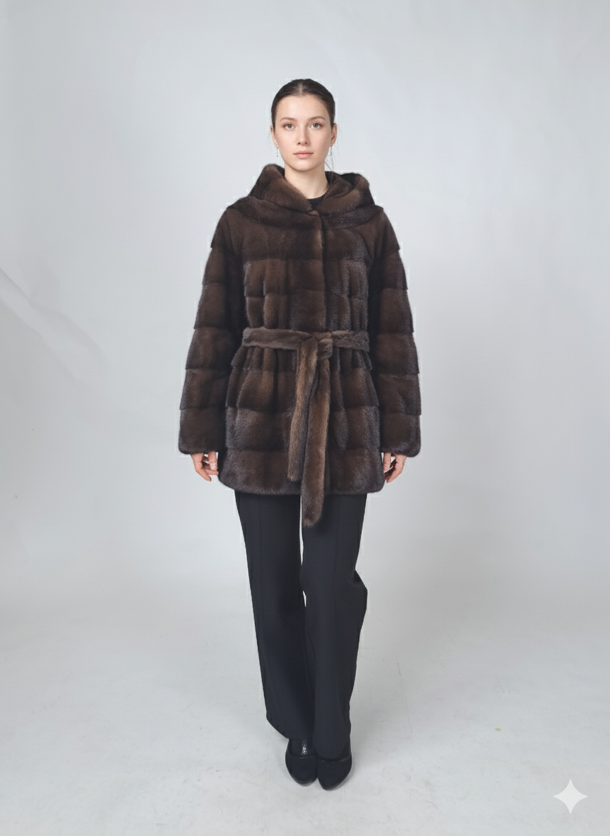 Victoria, 75 cm. - Hood - Mink - Women - Brown