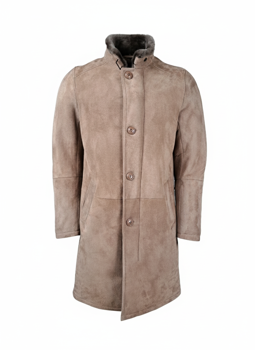 Carlo, 100 cm. - Kragen - Wildlederlamm - Herren - Dunkle Eiche