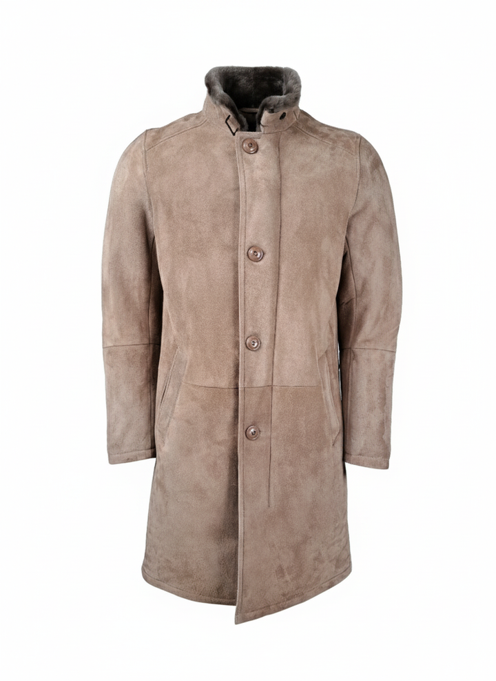 Carlo, 100 cm. - Kragen - Wildlederlamm - Herren - Dunkle Eiche