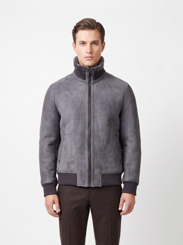 Iker, 66 cm. - Collar Suede Lamb - Man Grey