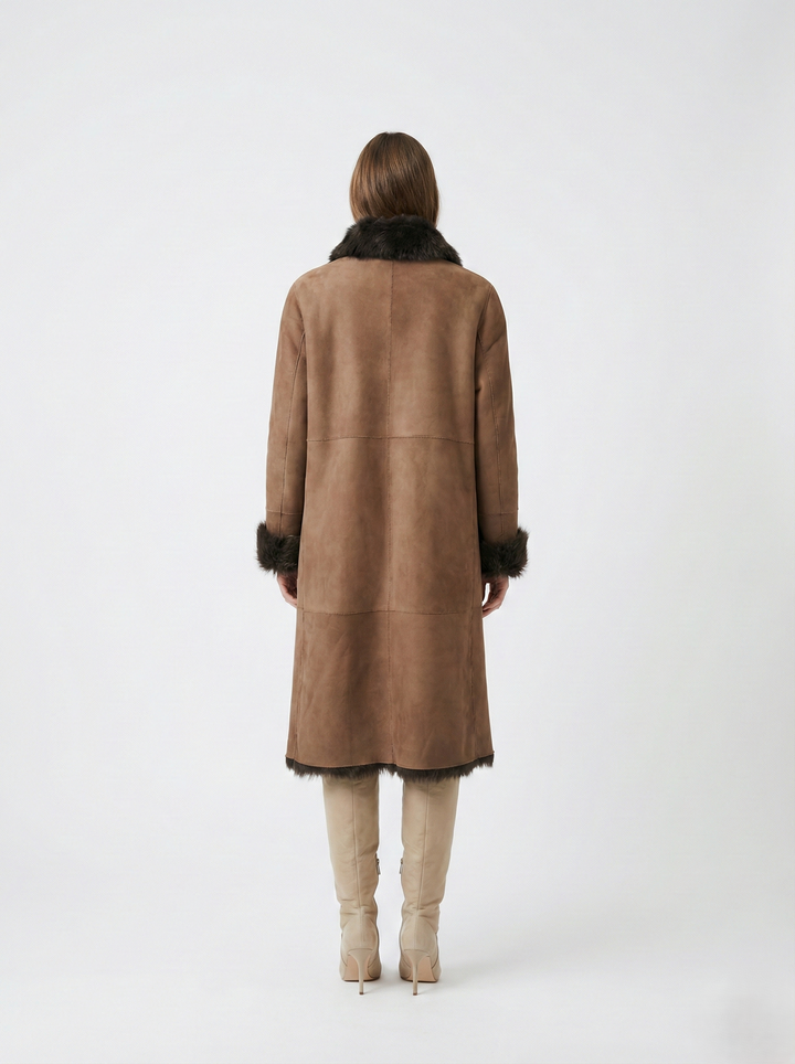 Jacurso, 105 cm. - Collar Suede Lamb - Women Brown