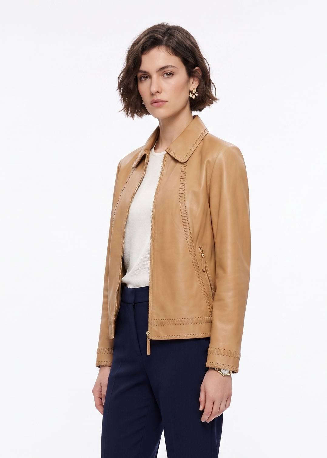 Ruby - Comfort, 60 cm. Lamb Malli Leather - Women Cashew