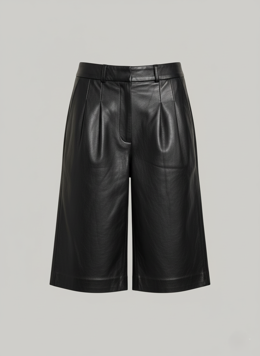 Marina Shorts – dickes Dace-Lammleder – Damen – Schwarz