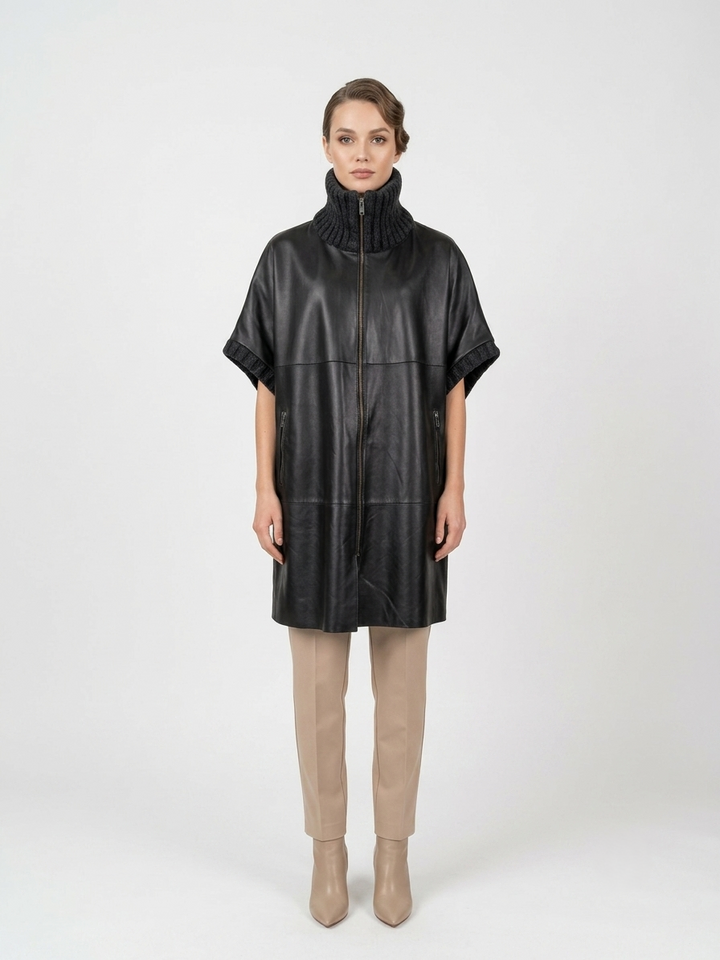 Molli Cape – Lammleder – Damen – Schwarz
