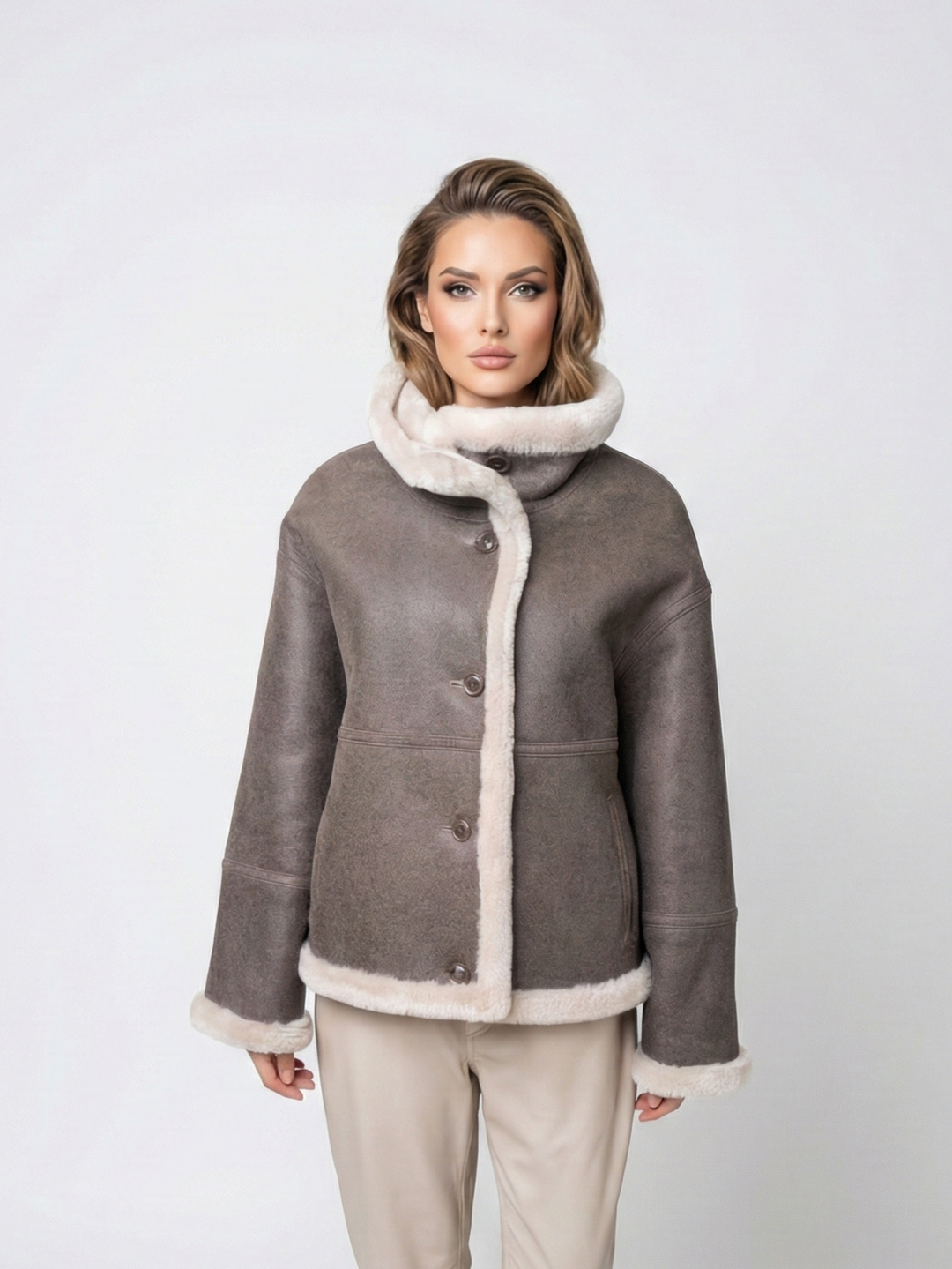 Iolande, 60 cm. - Krave - Nappa Lamb Crack - Kvinder - Brun