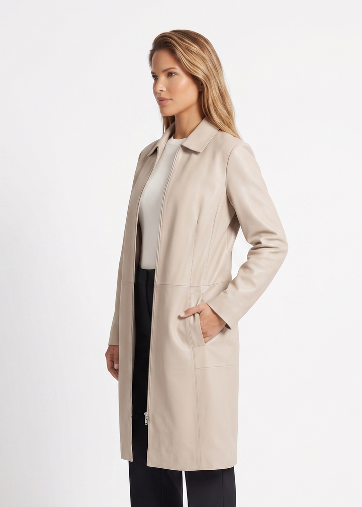 Elva, 96 cm. - Lamb Dior Läder - Dam - Sand