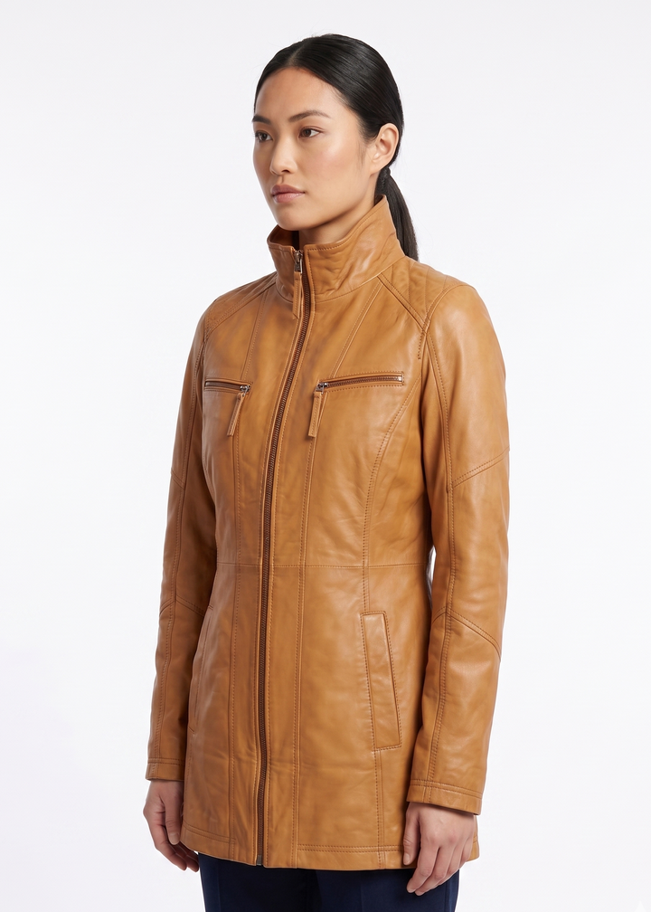 New Alaine Lamb Malli Leather - Women Cognac