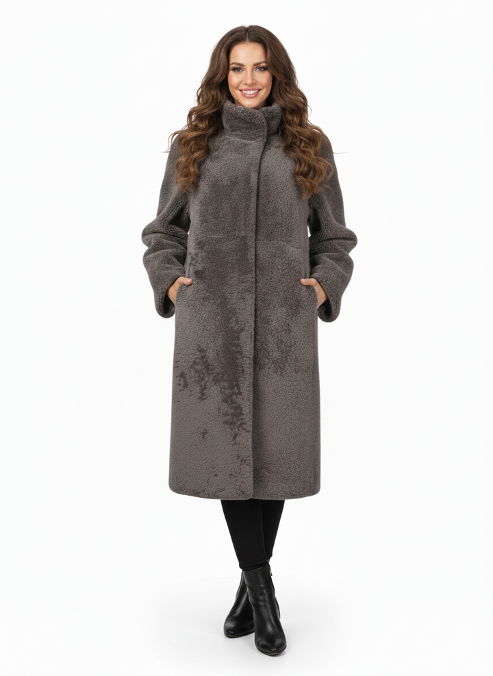 Filuka, 100 cm. - Halsband - Curly Lamb - Damen - Taupe