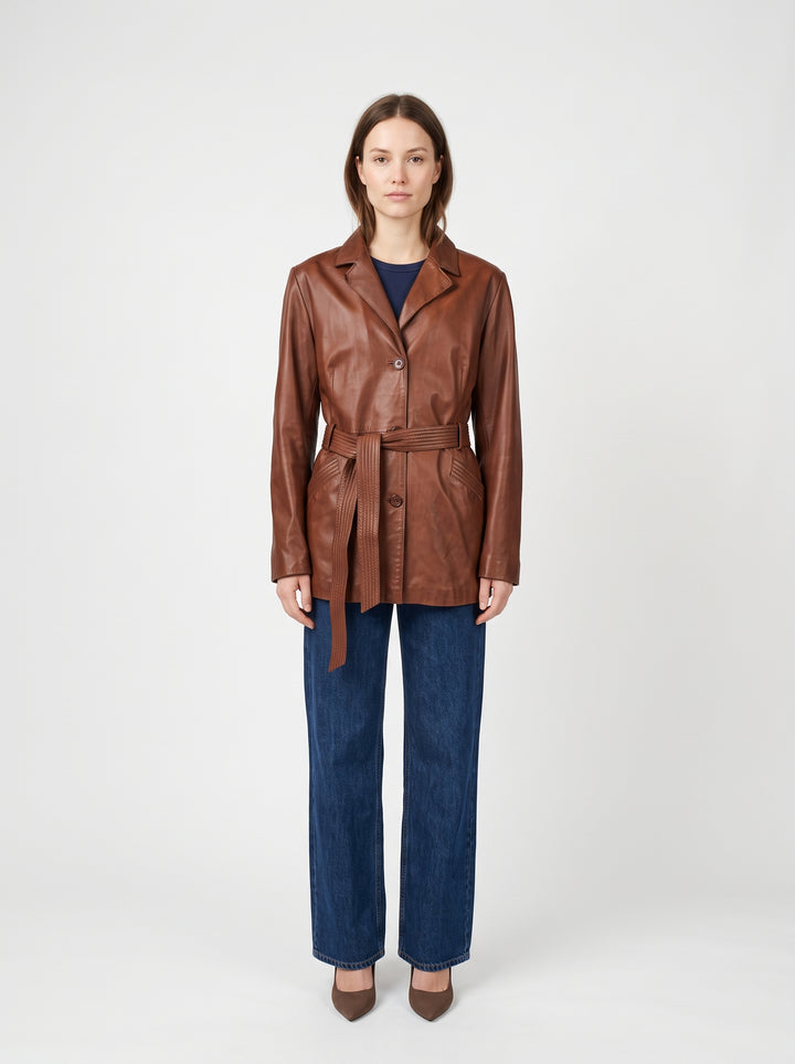 Jolene - Lamb Thick Dace Läder -Dam - Whisky