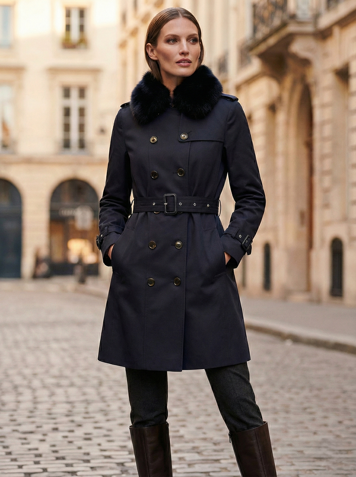 Floretta Trenchcoat - Textil - Damen - Schwarz
