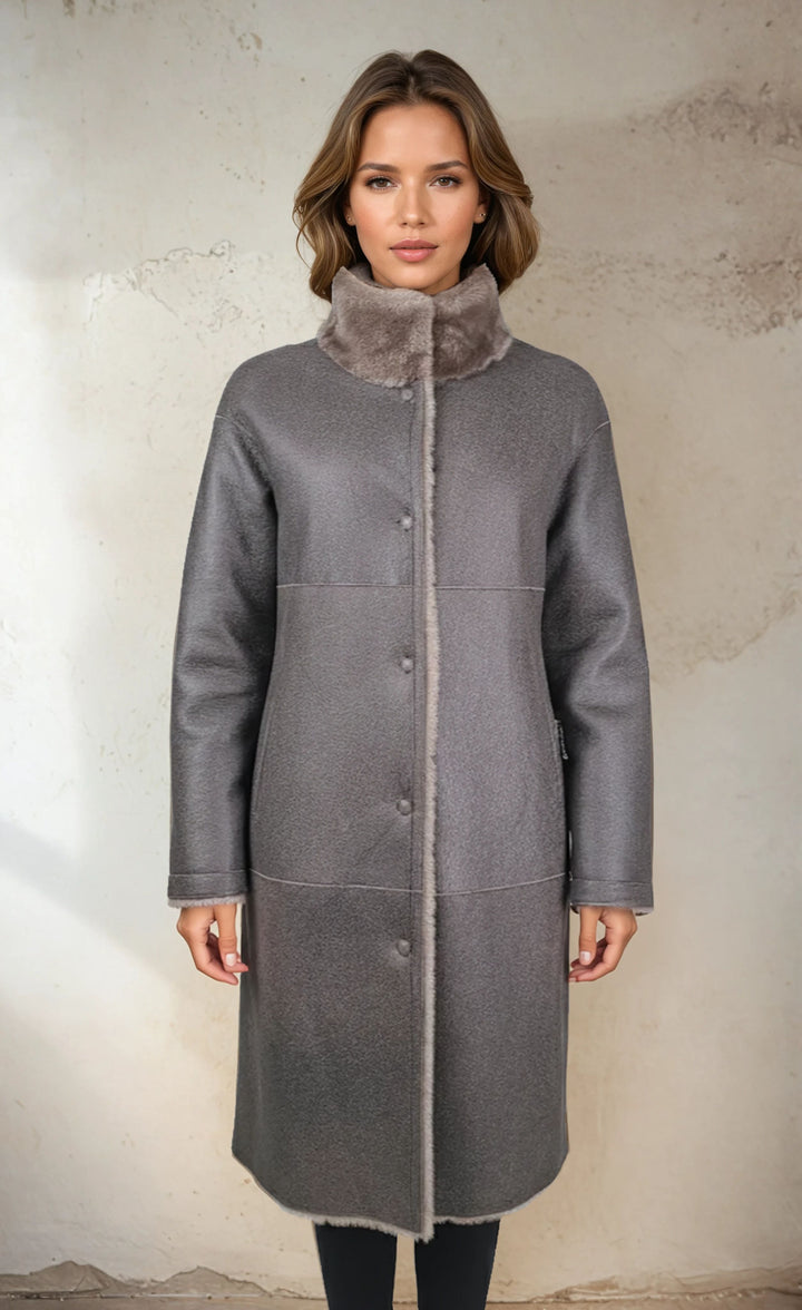 Giorgiana, 95 cm. - Collar - Nappa Lamb Crack Washed -Women - Brown