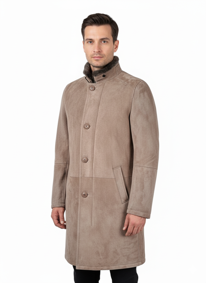 Carlo, 100 cm. - Kragen - Wildlederlamm - Herren - Dunkle Eiche