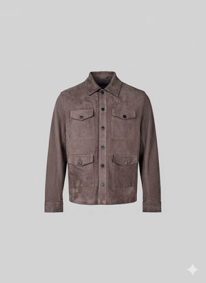 Gerhard, 65 cm. - Collar - Goat Suede Thick Leather - Man - Dark Grey