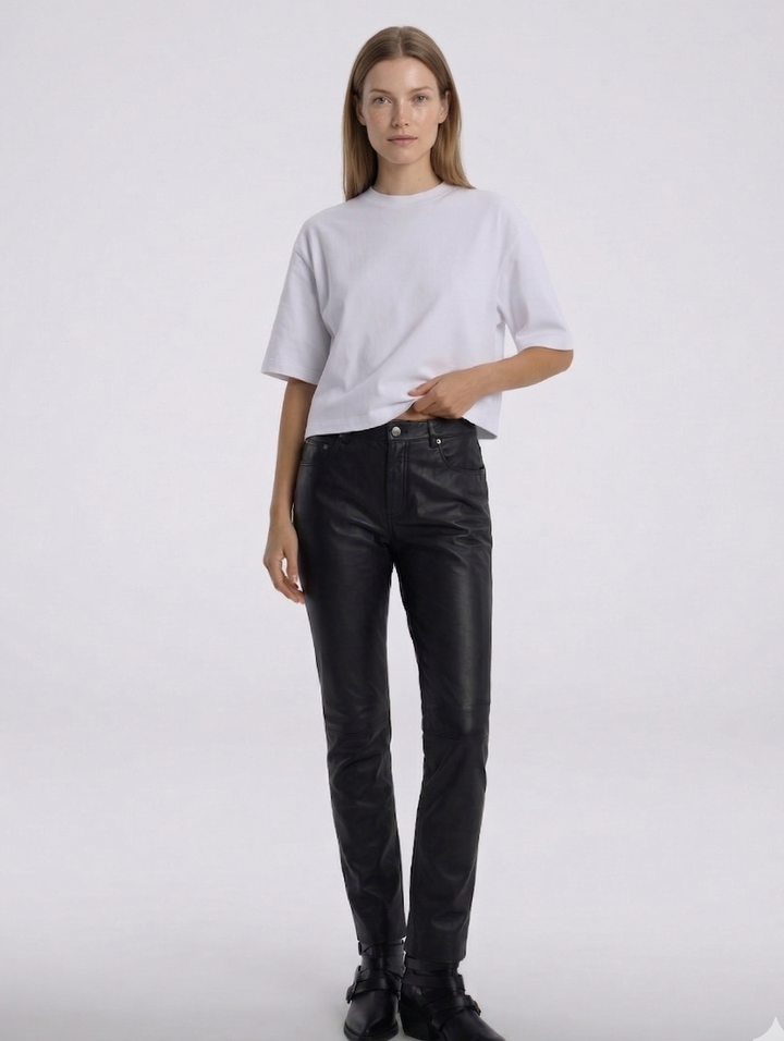 Jill Trouser - Lamb Nappa Läderbyxor - Dam - Svart