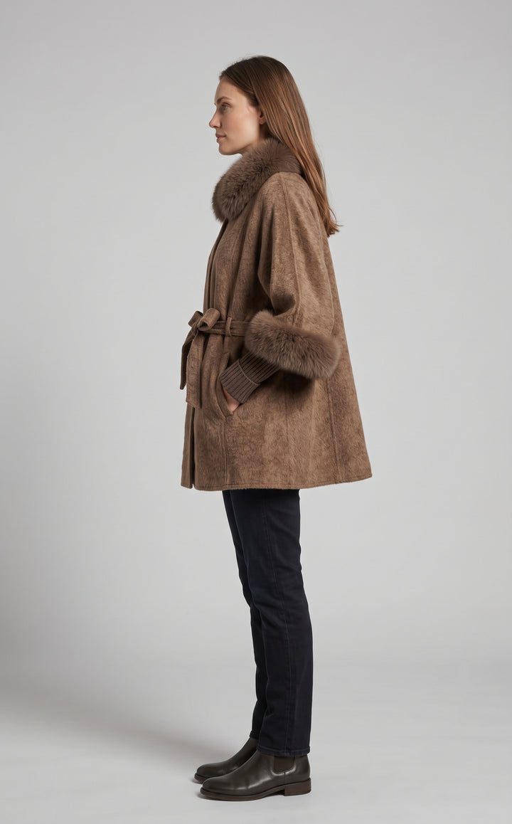 Jamabi Cape, 80 cm. Wool & Cashmere - Women - Taupe