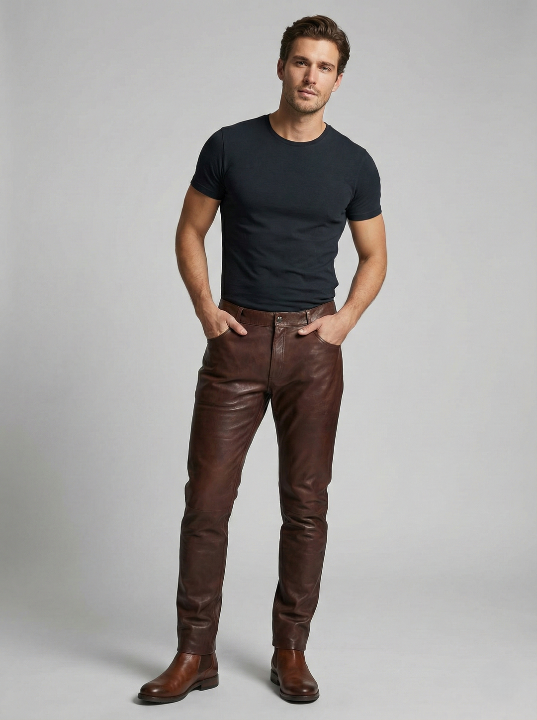 Jack - Lamb Leather - Trousers - Man - Brown