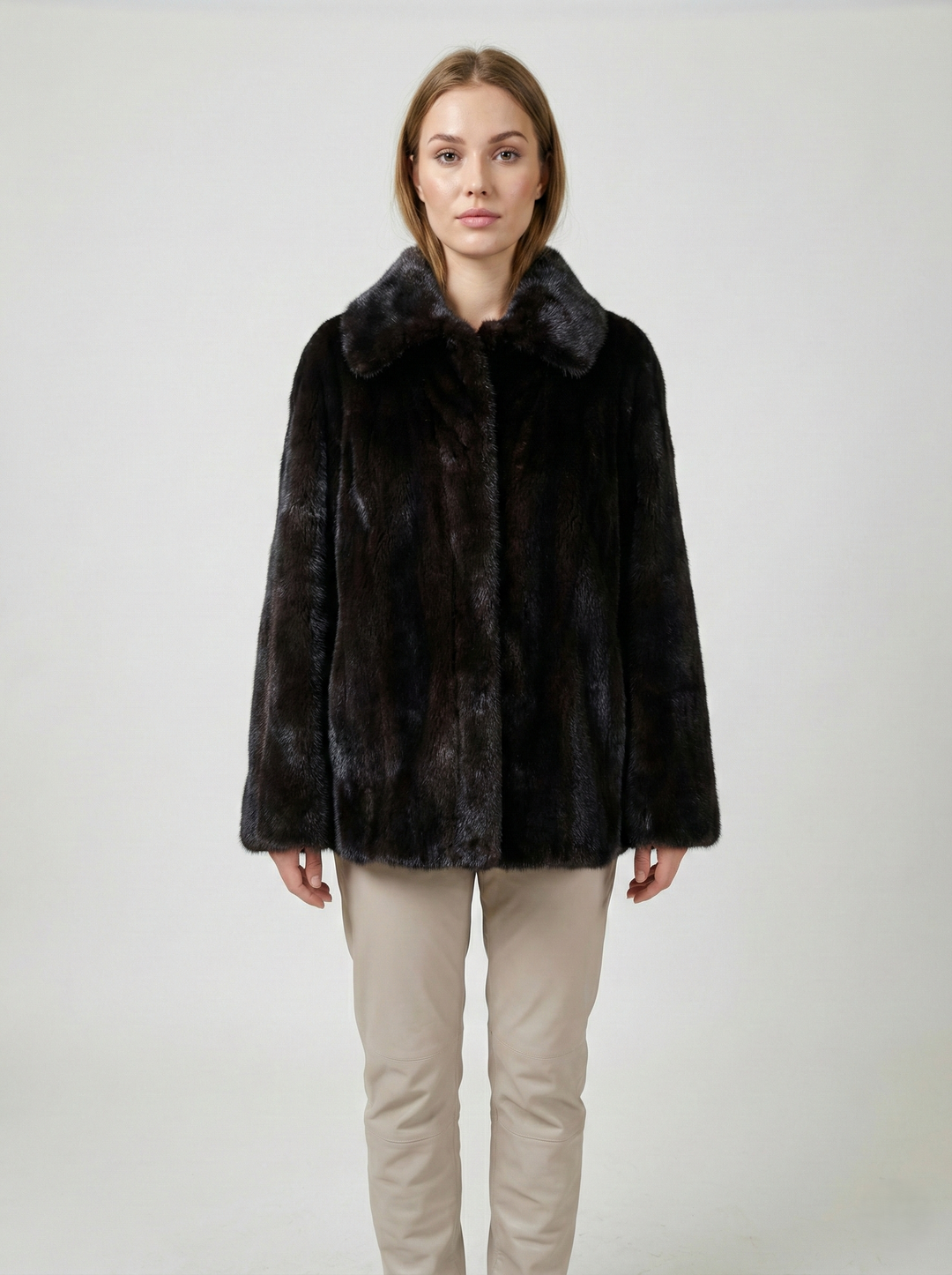 Irene, 65 cm. - Collar - Mink - Women - Black
