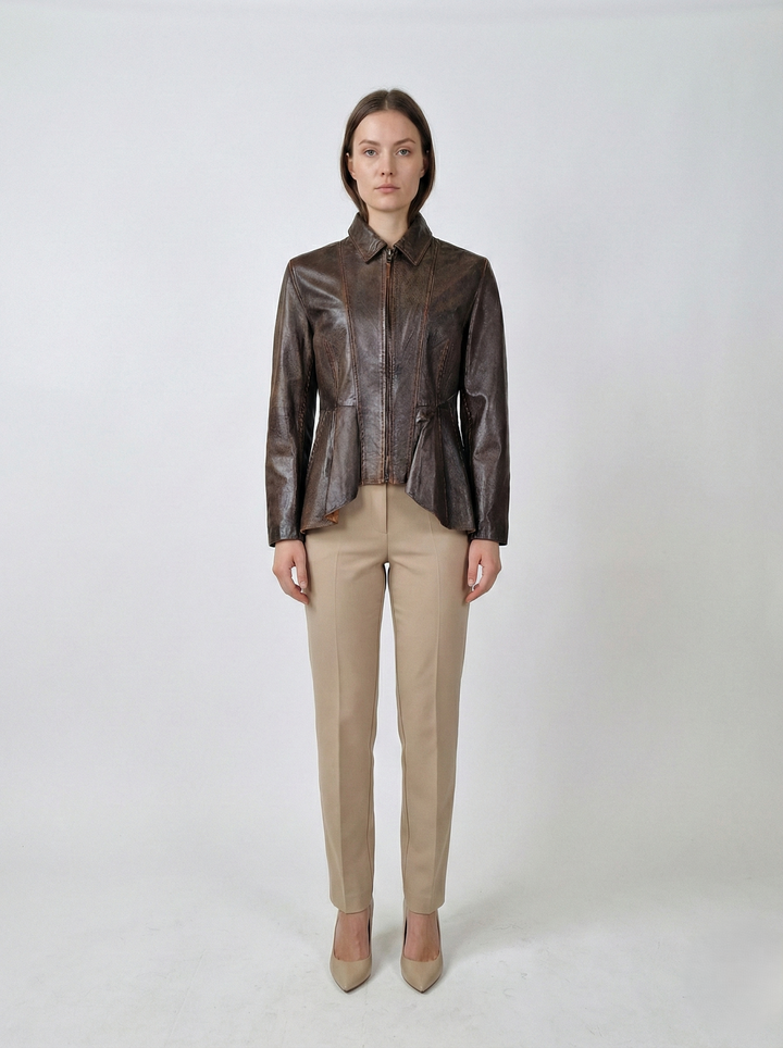 Camilla, 65 cm. - Lamb Leather - Women - Royal Brown