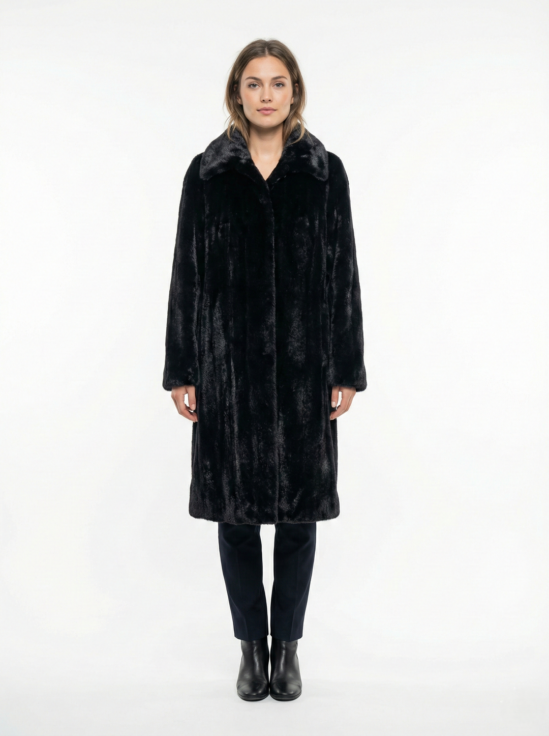 Irene-B, 100 cm. - Collar - Mink Let Out - Women - Black