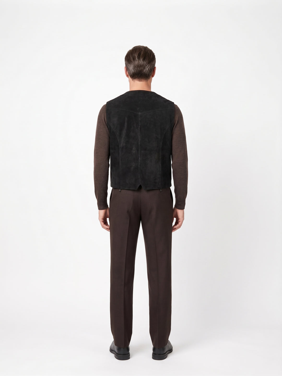 Neue Weste 906 – Lamm-Nubukleder – Herren – Schwarz