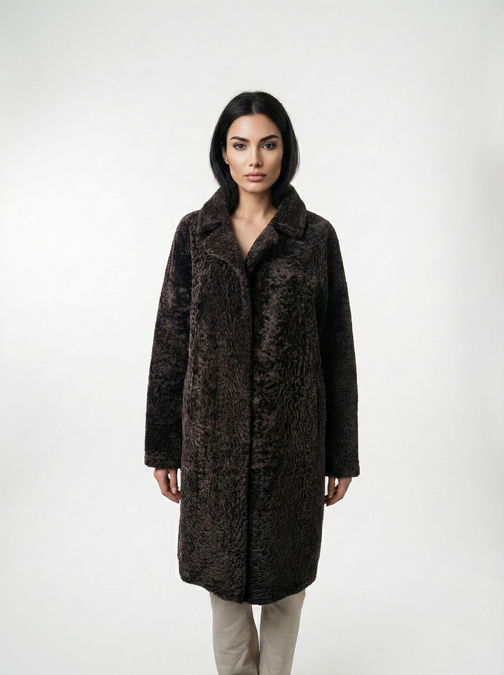 Izel, 95 cm. - Kragen - Nappa-Lamm - Damen - Braun