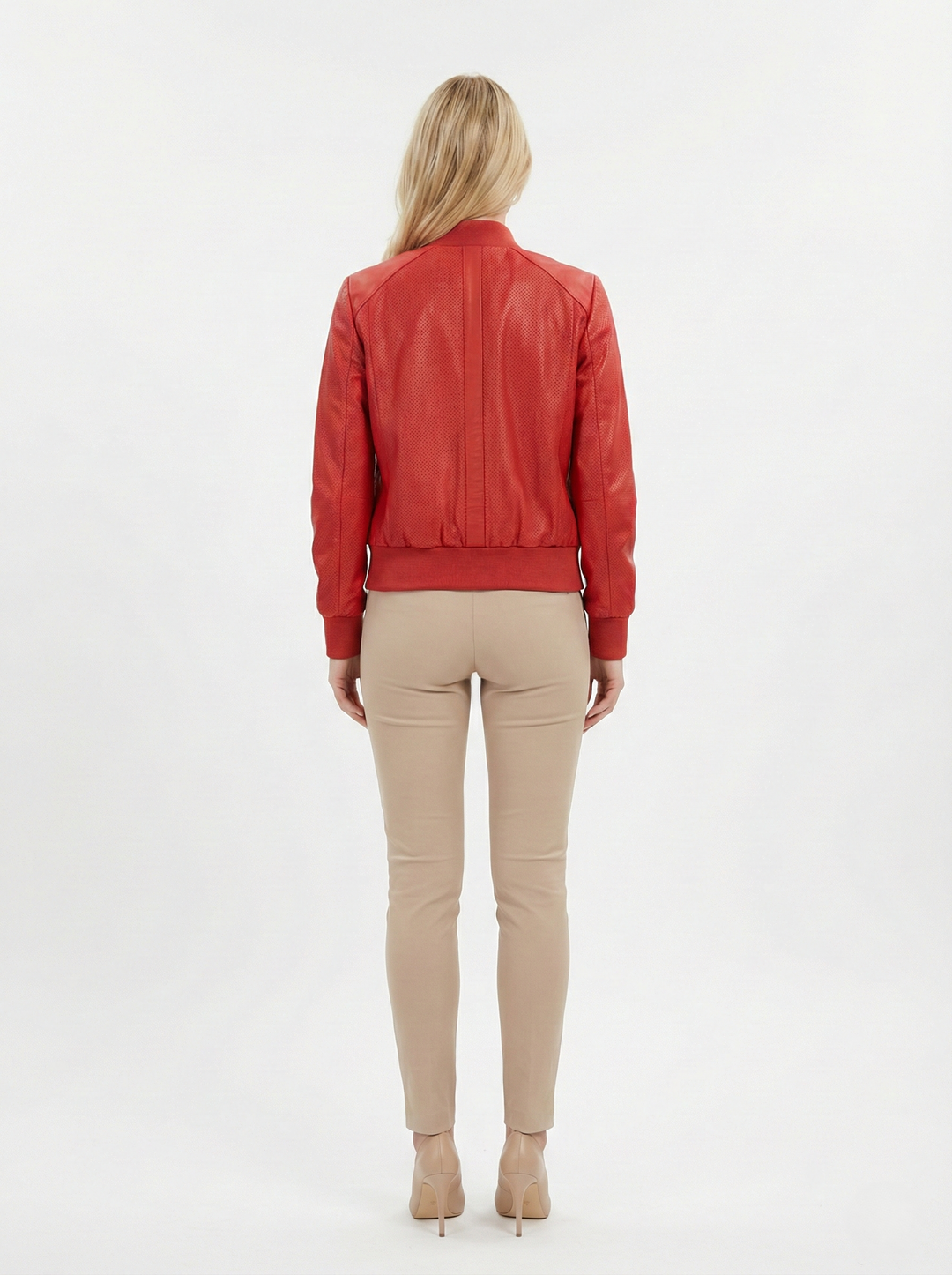 Angee, 56 cm. - Halsband – Lamm-Malli-Leder – Damen – Chili-Rot