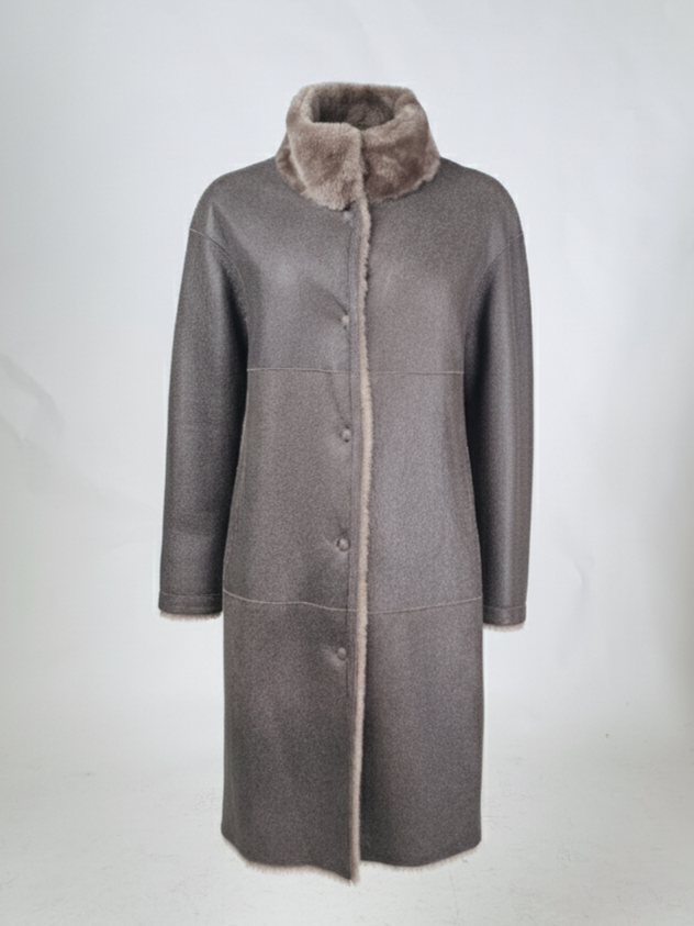 Giorgiana, 95 cm. - Collar - Nappa Lamb Crack Washed -Women - Brown
