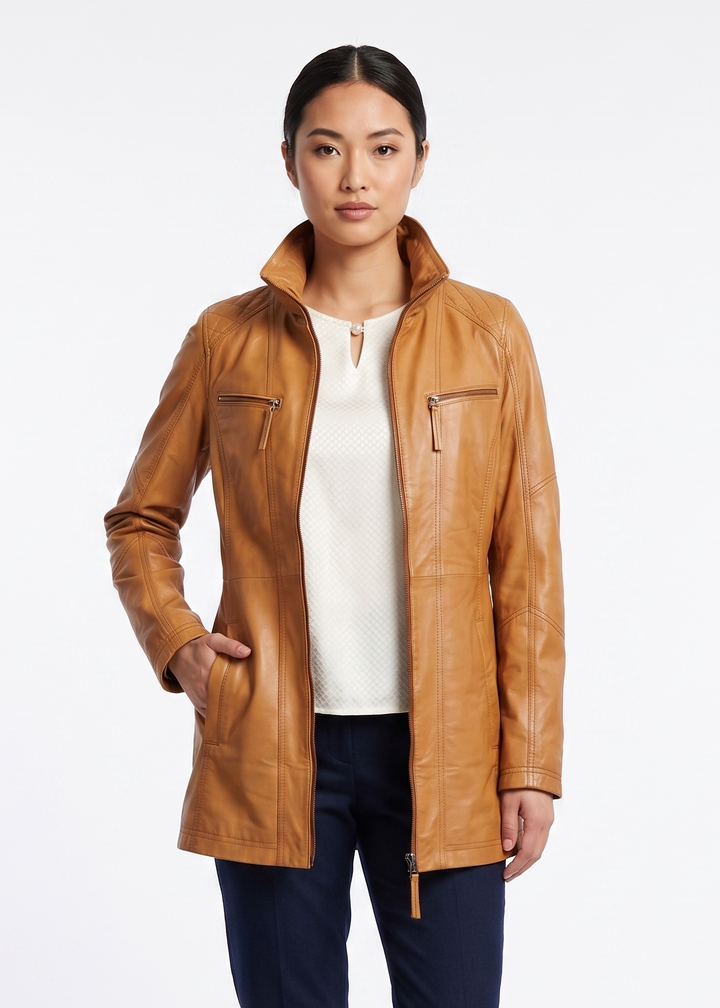 New Alaine Lamb Malli Leather - Women Cognac