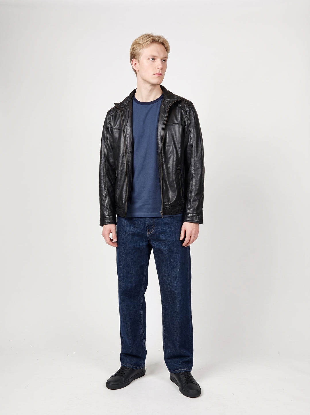 Breton, 66 cm. Lamb Polish Nappa Leather -Man Black