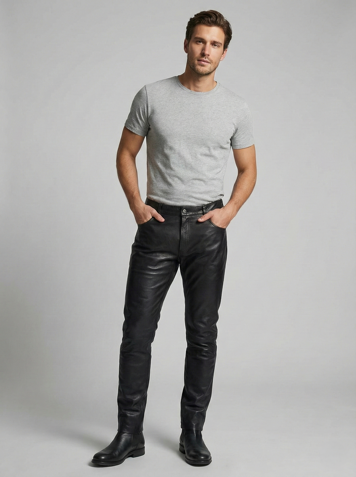 Jack - Buffalo Läderbyxor - Man - Mörkbrun