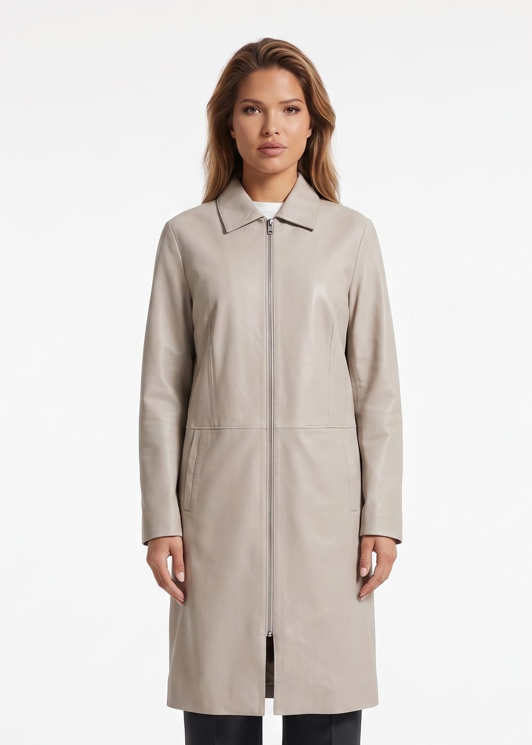 Elva, 96 cm. - Lamb Dior Läder - Dam - Sand