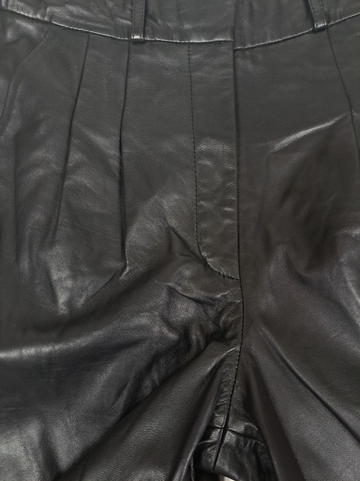 Marina Shorts - Lamb Thick Dace Leather -Women - Black