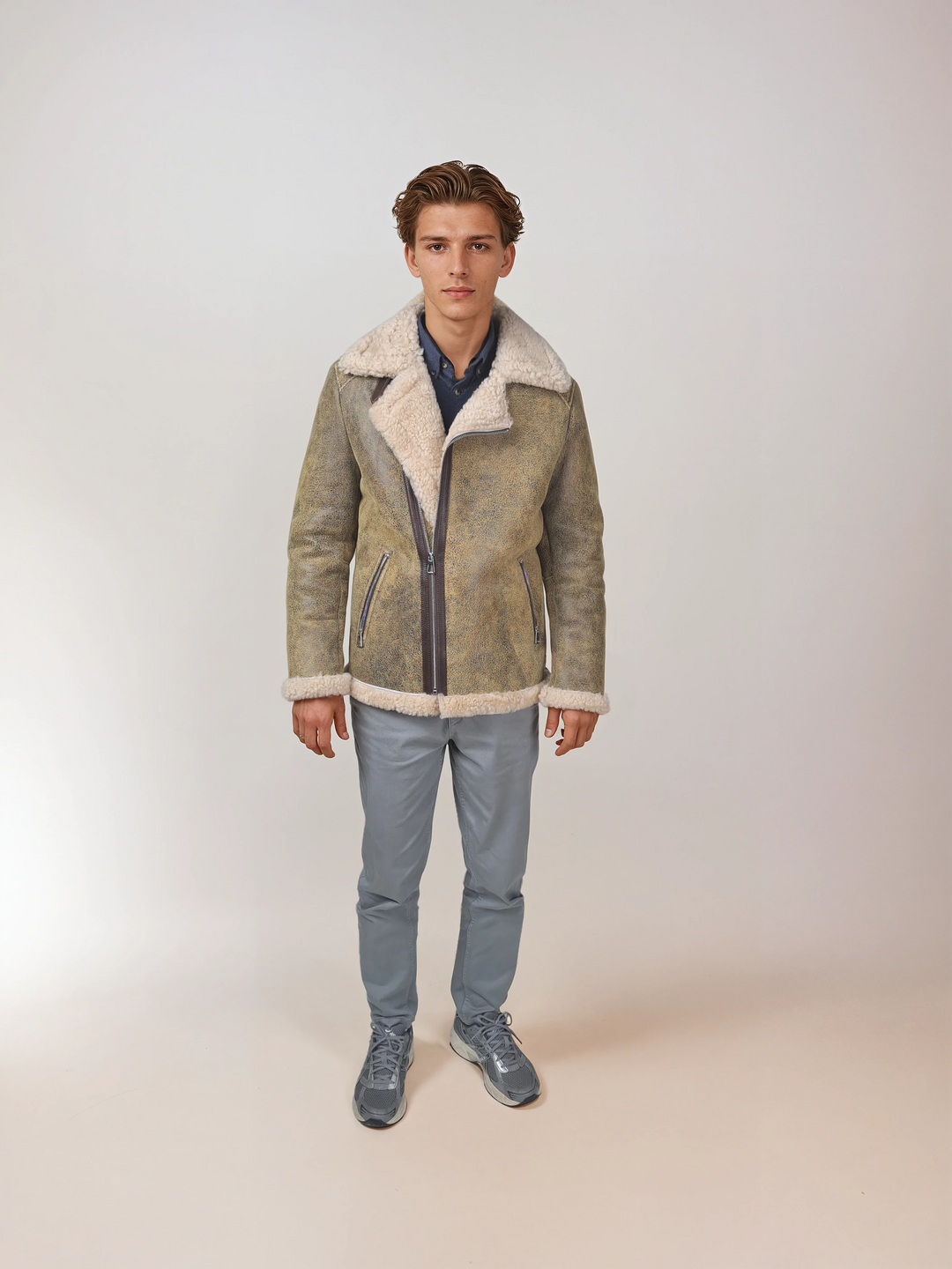 Irwing, 72 cm. - Lamb Crackle - Mann - Beige