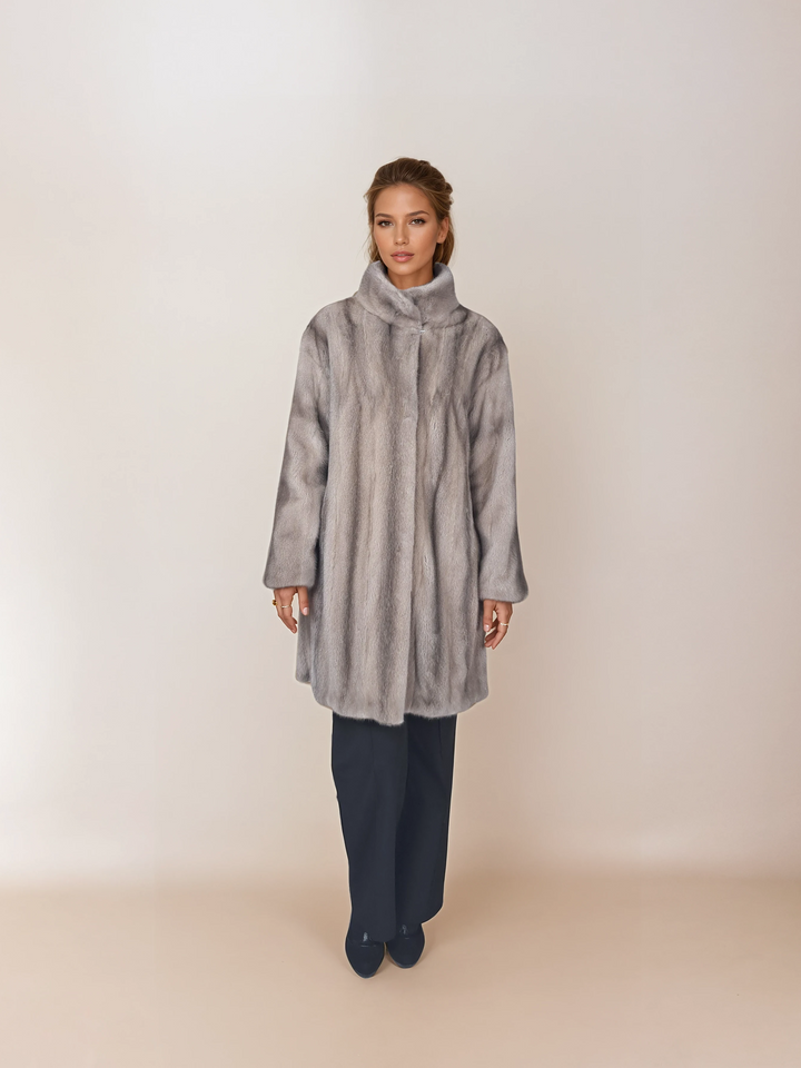 Filuka-A, 90 cm. - Collar - Mink - Women - Silver Blue