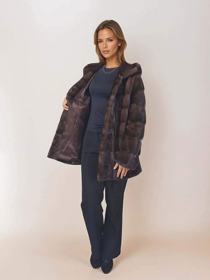 Victoria, 75 cm. - Hood - Mink - Women - Brown