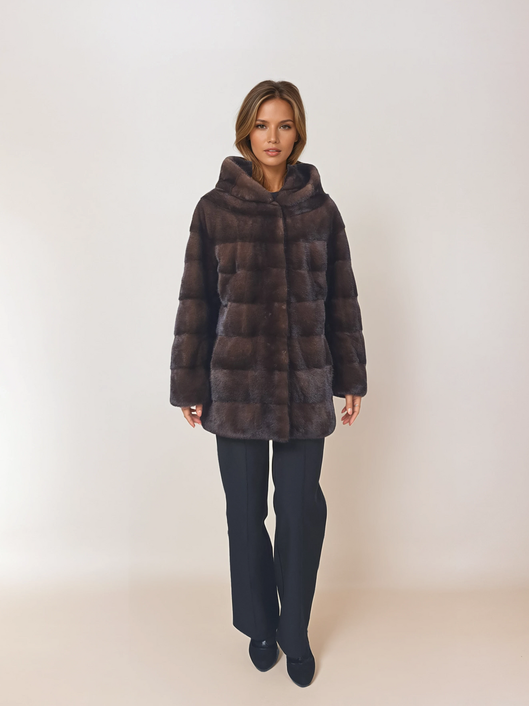 Victoria, 75 cm. - Hood - Mink - Women - Brown