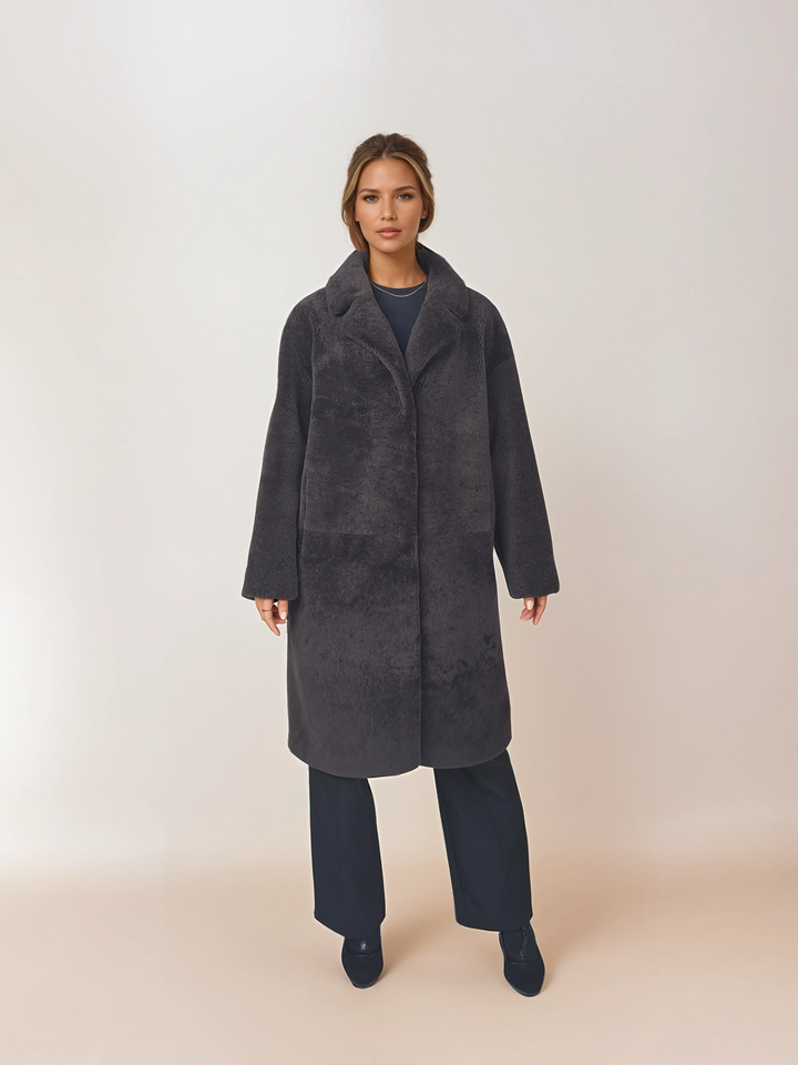 Hella, 95 cm. - Halsband - Curly Lamb - Damen - Kaffee