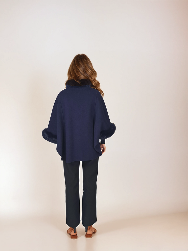 Damini-Poncho, 75 cm. - Wolle - Damen - Navy