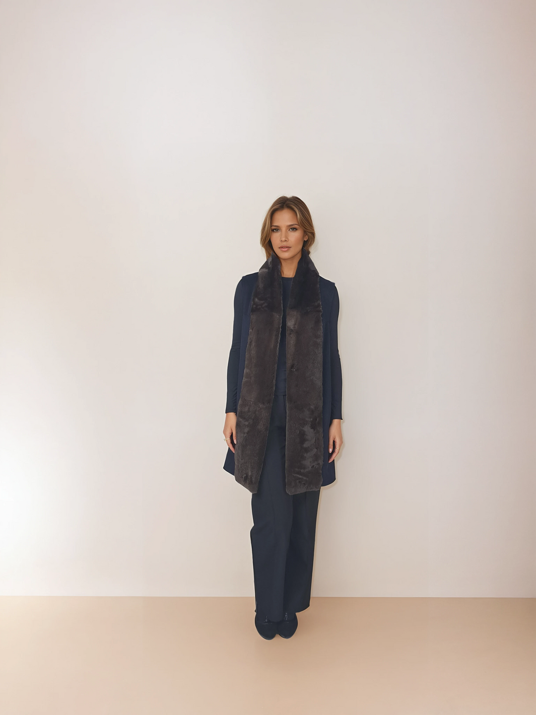 Isaline Vest, 85 cm.  - Wool & Cashmere - Women - Navy