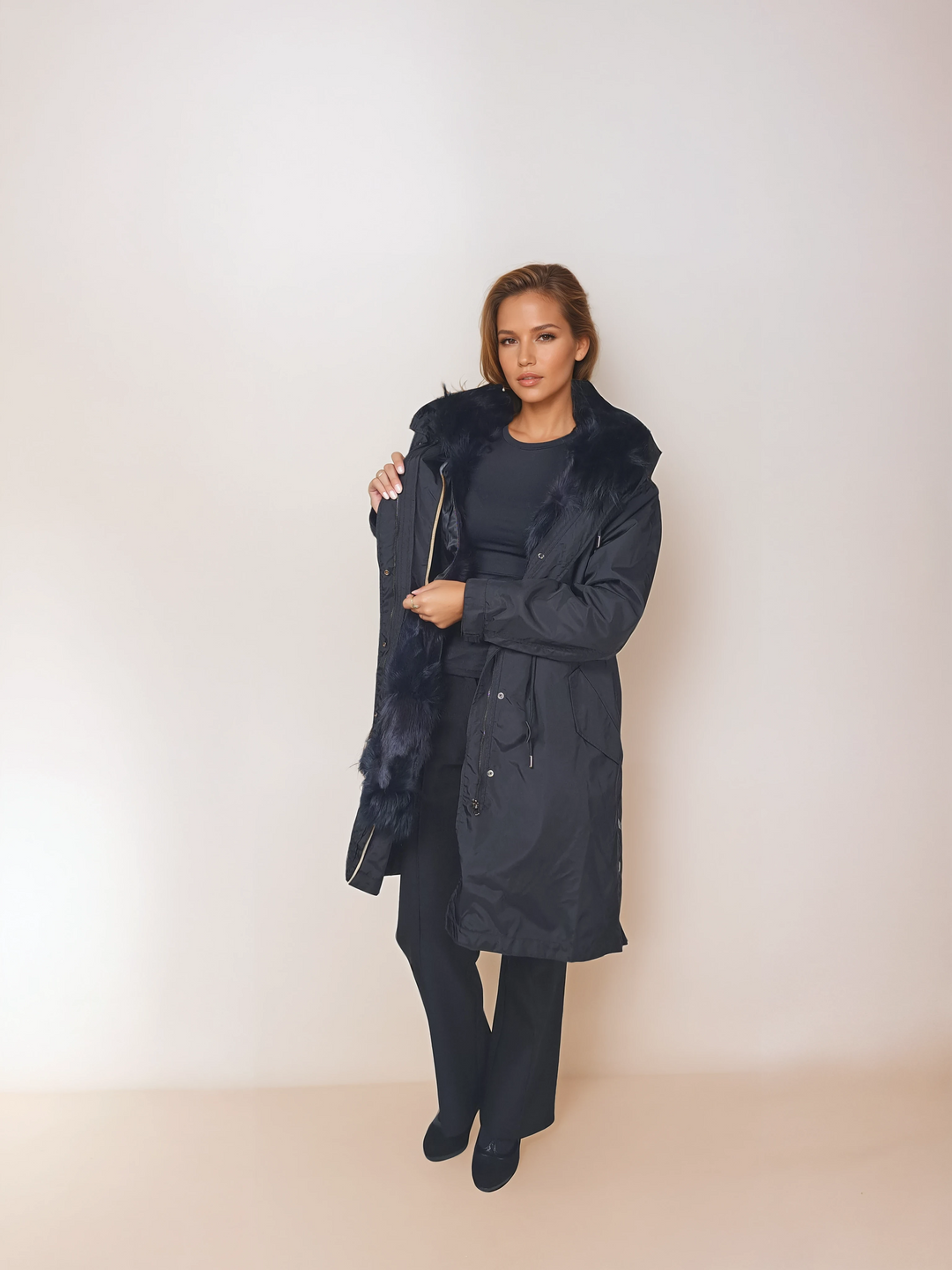 Calgary, 95 cm. - Hood - Textile - Women - Black