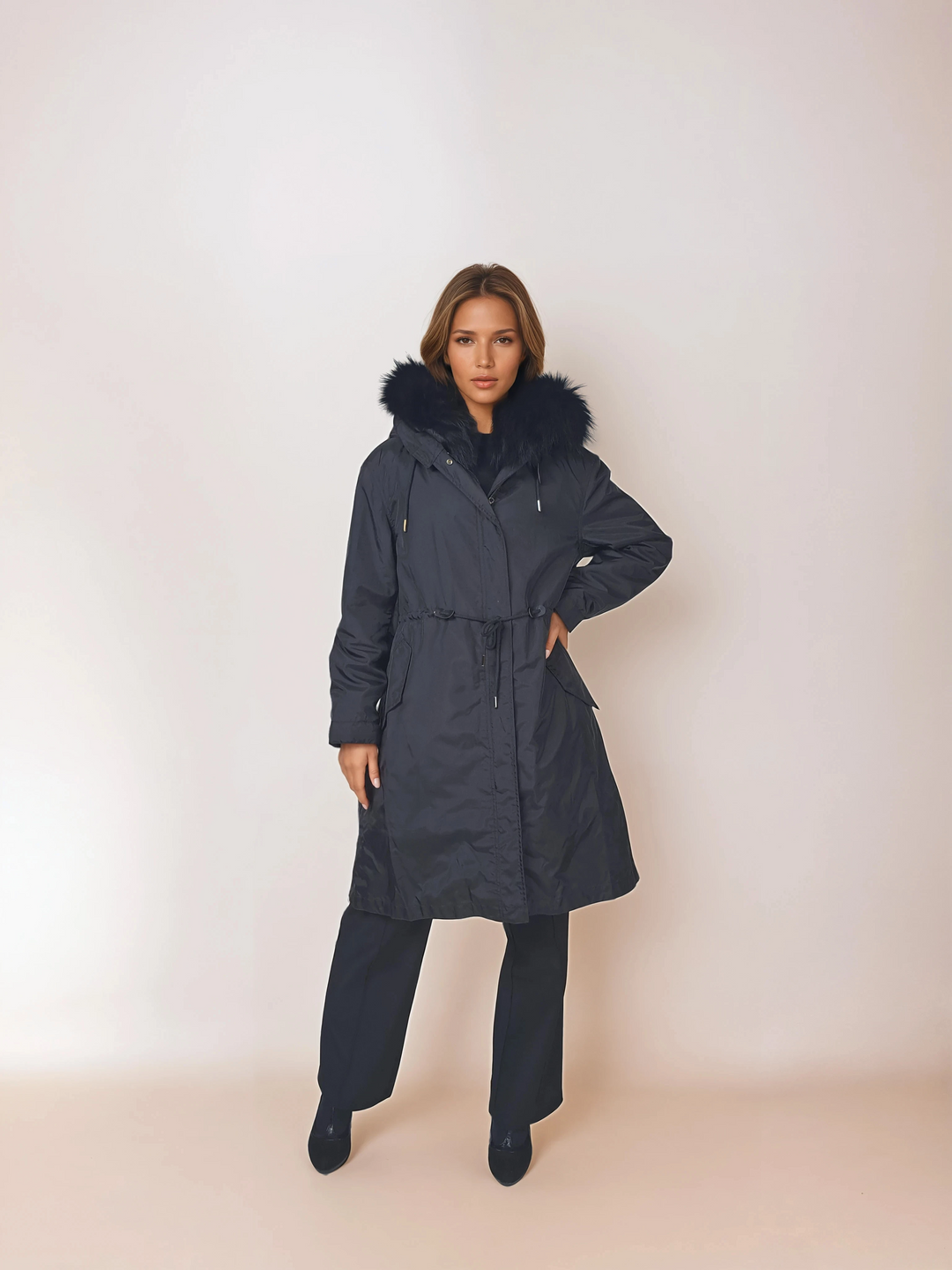 Calgary, 95 cm. - Hood - Textile - Women - Black