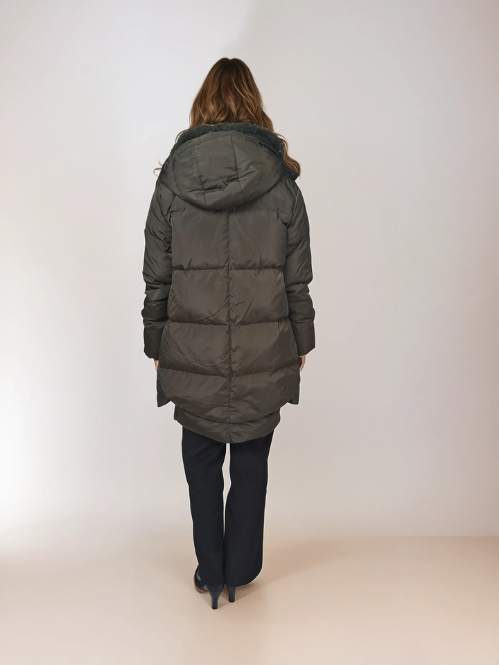 Heva, 90 cm. - Kapuze - Daunen - Damen - Army