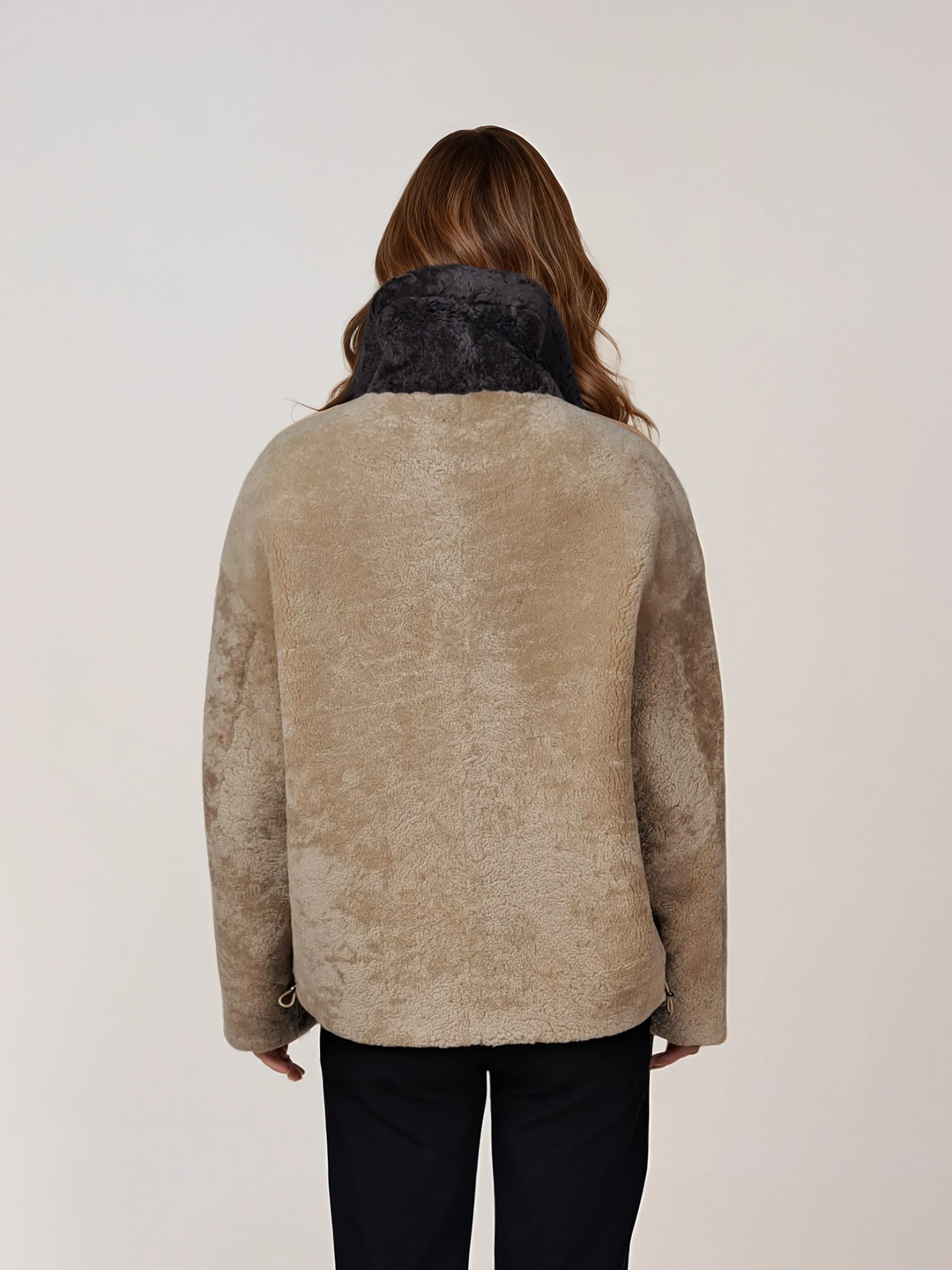 Illulu, 63 cm. – Kragen – Curly Lamb – Damen – Helles Kamel und Taupe