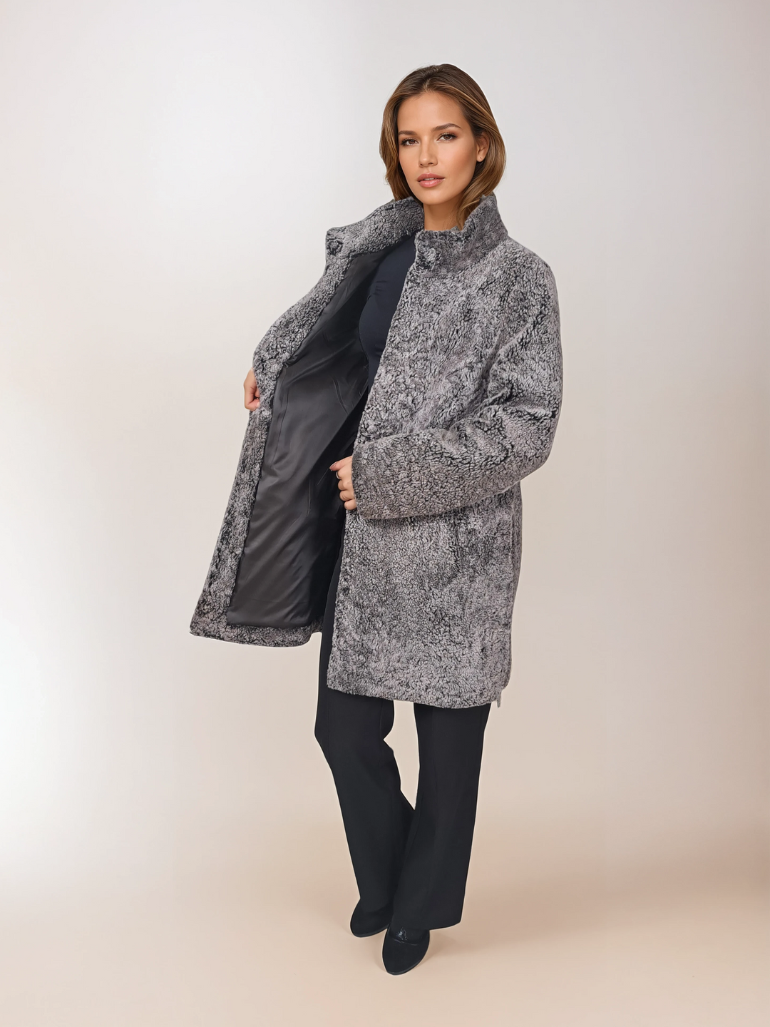 Innocente, 83 cm. - Collar - Nappa Lamb Brisa - Women - Dark Brown