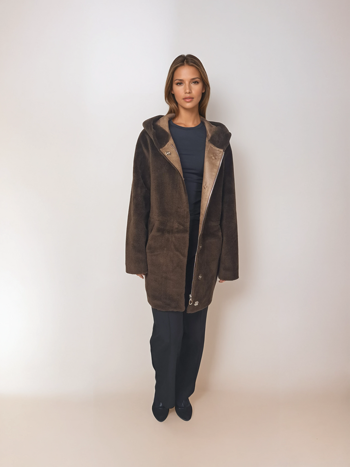 Iric, 85 cm. - Hood - Air Wool - Women - Brown