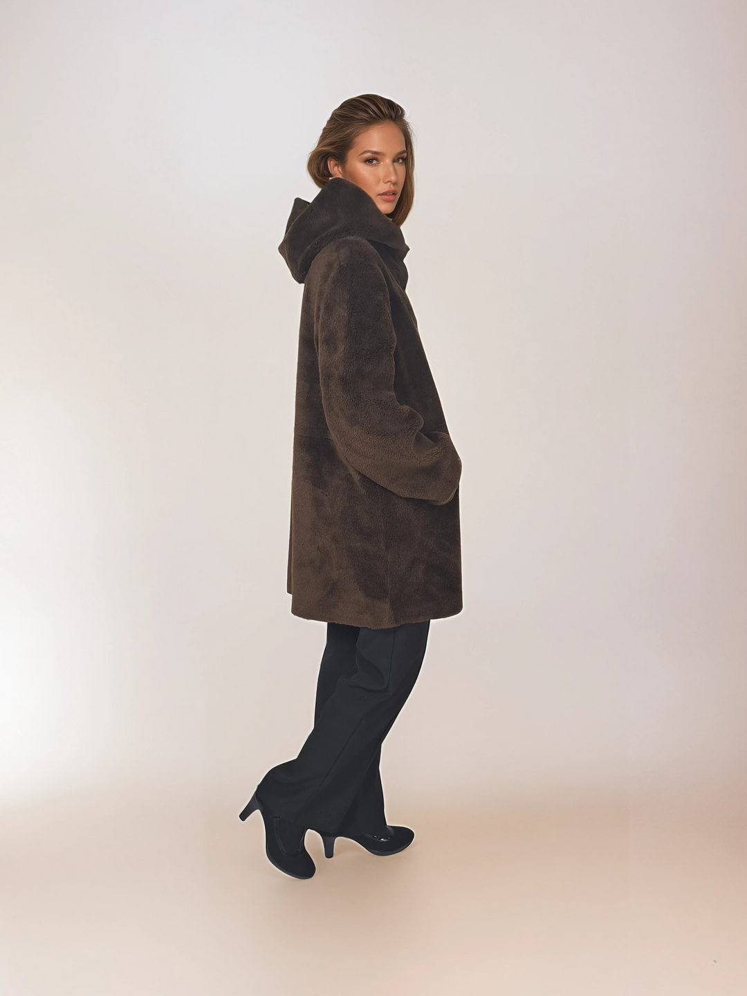 Iric, 85 cm. - Hood - Air Wool - Women - Brown