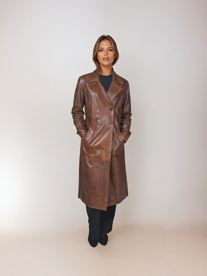 Arlisa, 110 cm. - Lamb Malli Leather - Women - Copper Brown