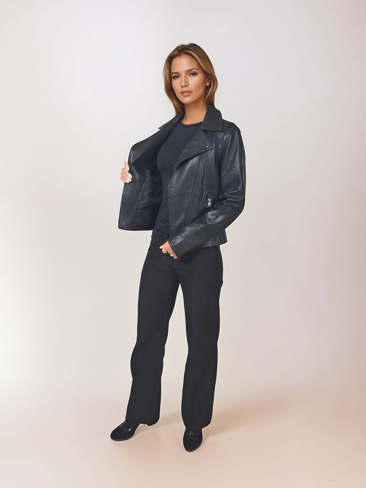 Amina - Lamb Thick Dace Leather -Women - Black